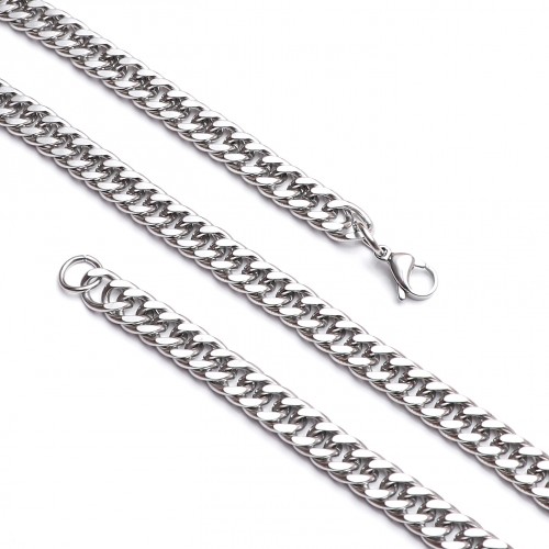 Orta Boy Yassı Zincir Çelik Kolye Modeli