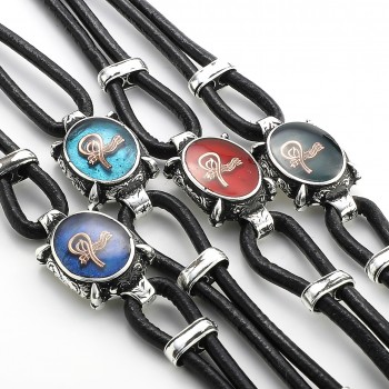 Osmanlı Tuğrası L Figürlü Deri Kordonlu Otantik Bileklik