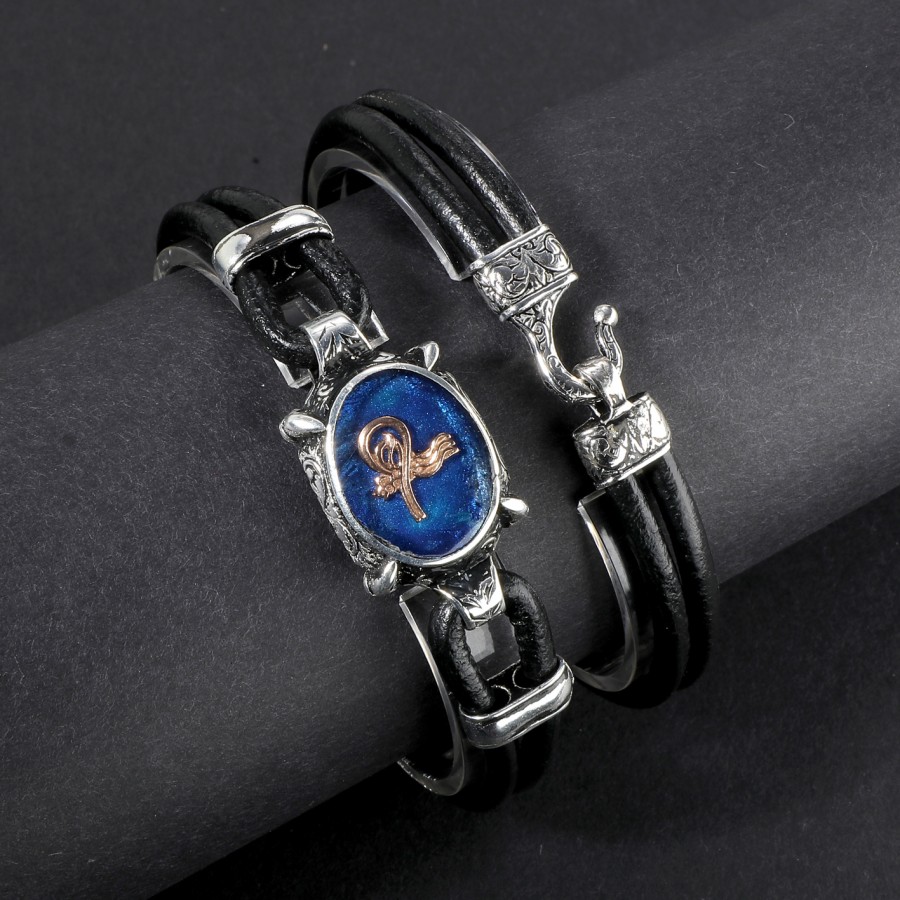 Toptan Osmanlı Tuğrası L Figürlü Deri Kordonlu Otantik Bileklik Fiyatları