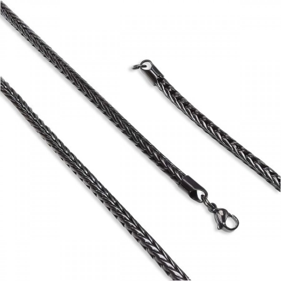 Oval Kral Bakla Örgülü Çelik Kolye 4Mm