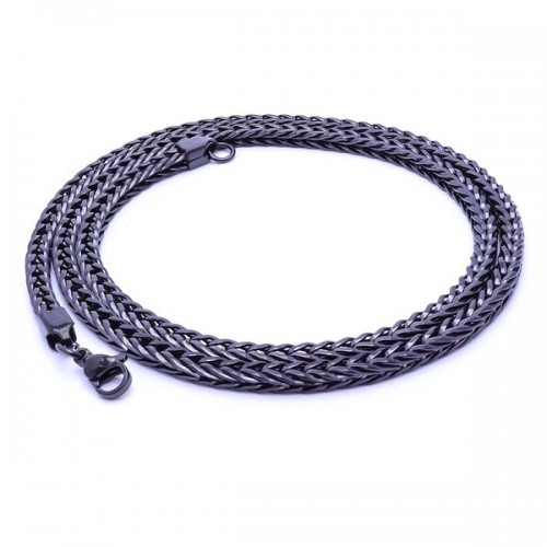 Oval Kral Bakla Örgülü Çelik Kolye 4mm