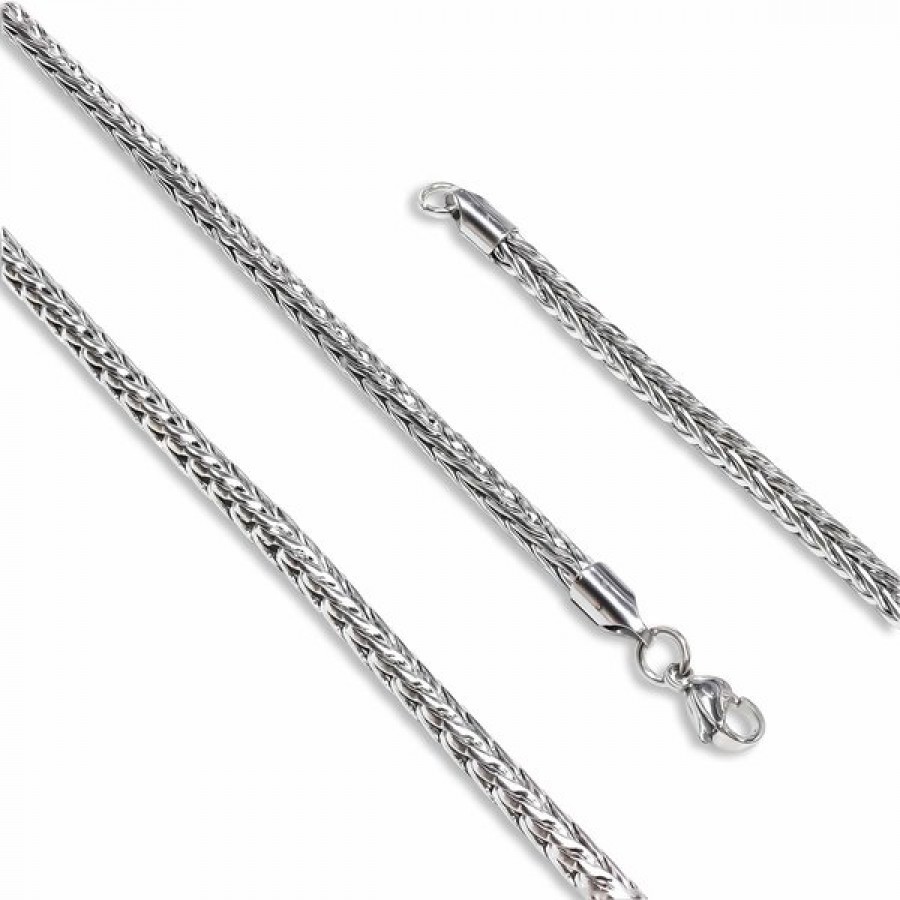 Oval Kral Bakla Örgülü Çelik Kolye 4Mm