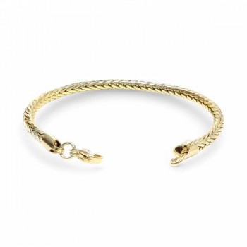 Oval Kral Bakla Örgülü Sarı Çelik Zincir Bileklik 4mm