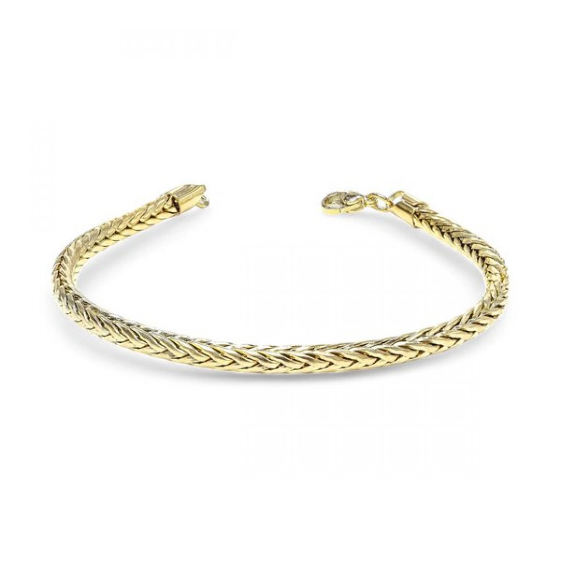 Oval Kral Bakla Örgülü Sarı Çelik Zincir Bileklik 4Mm