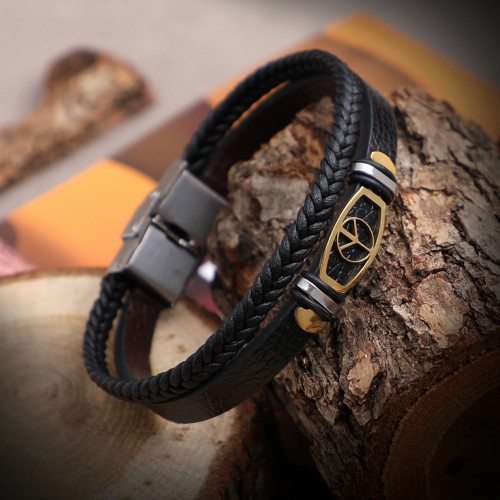 Özgürlük Sembollü Salaç Çelik Deri Bileklik