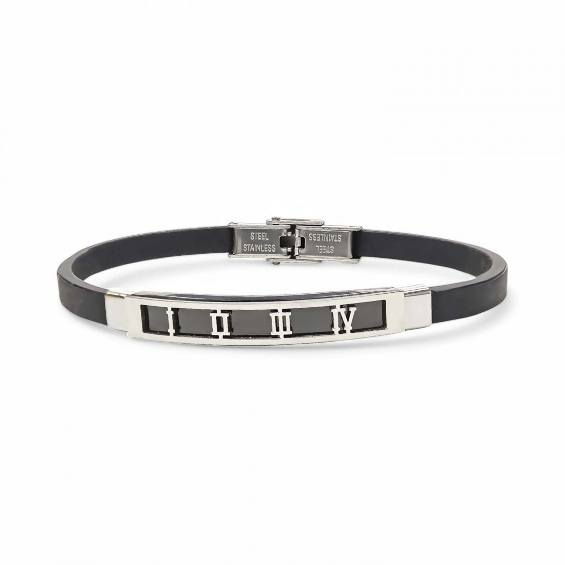 Roma Rakam Desenli Çelik Bileklik