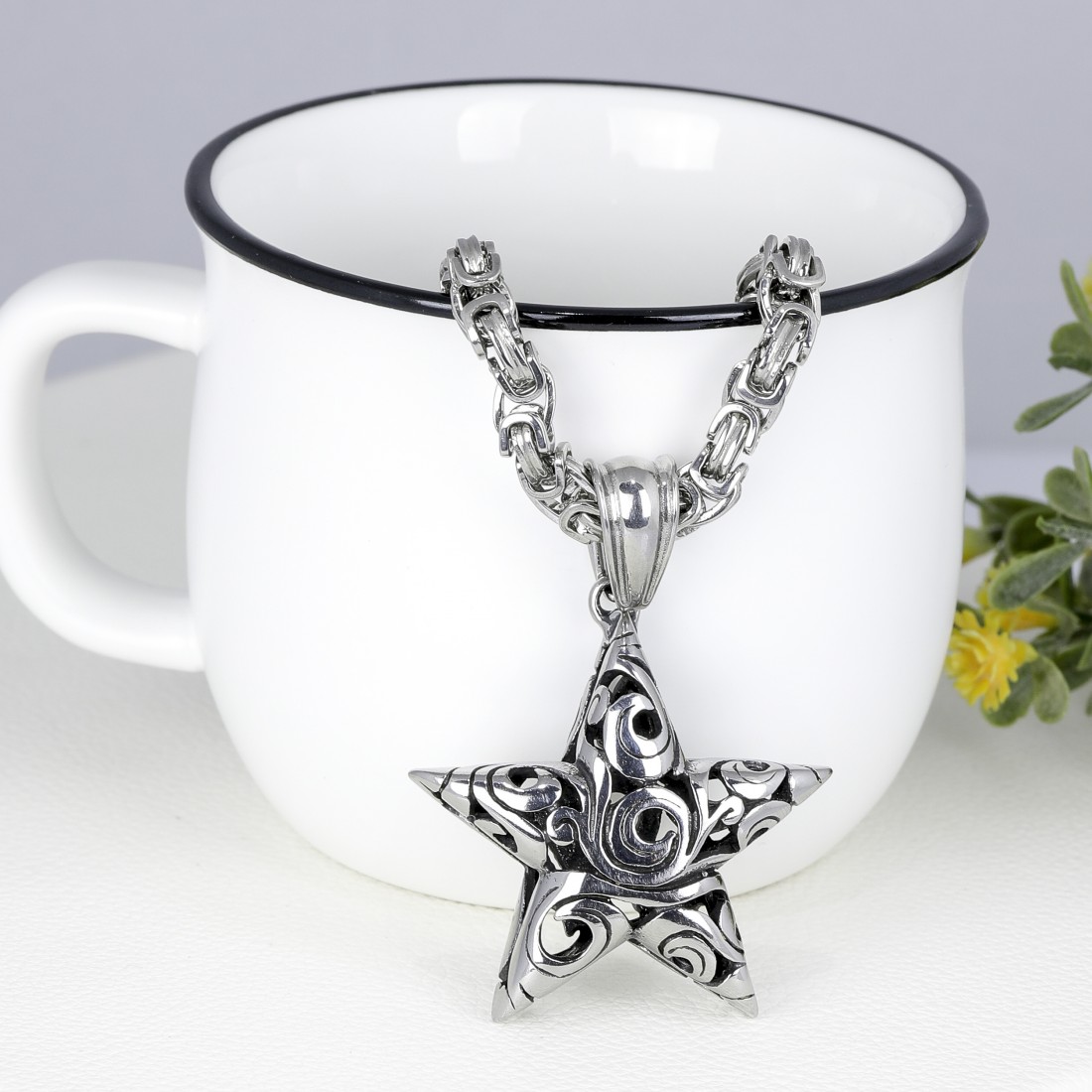 Toptan Rüzgar Desenli Yıldız Çelik Kolye Ucu Fiyatları