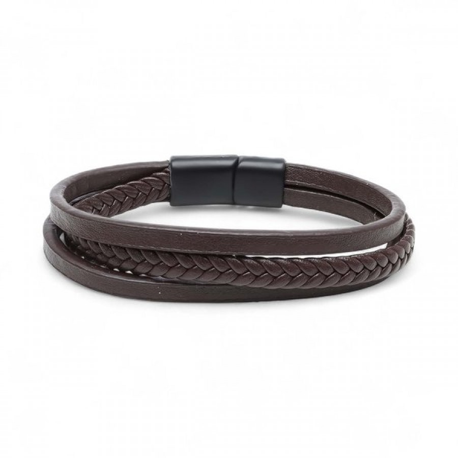 Sadece Kahverengi Saç Örgü Ve Çelik Bileklik