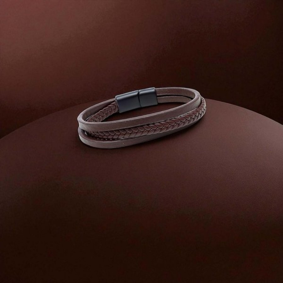 Sadece Kahverengi Saç Örgü Ve Çelik Bileklik