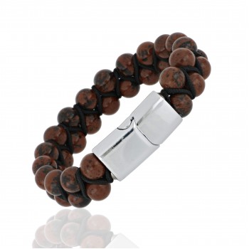 Şahin Gözü Doğaltaşlı Makrome Ve Klips Bileklik