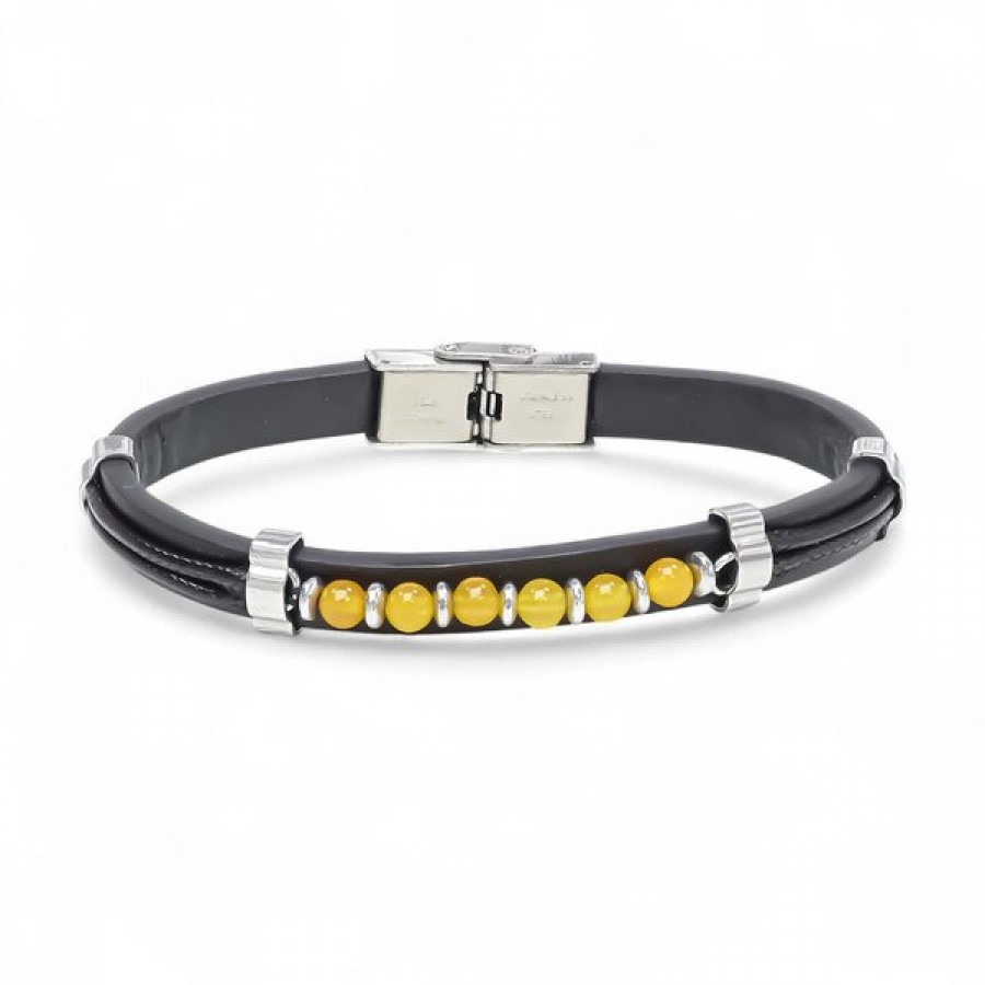 Men's Natural Stone Steel Bracelet 12267