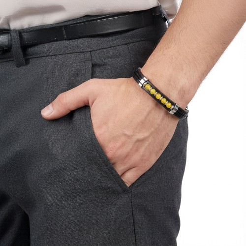 Men's Natural Stone Steel Bracelet 12267