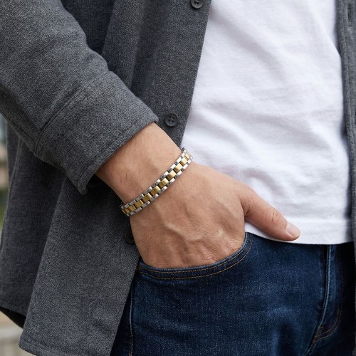 Sarı Beyaz Ful Çelik Bileklik