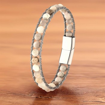 Sedef Doğaltaş Ve Çelik Halat Örme Bileklik
