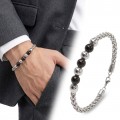 Siyah Beyaz Çelik Top Ayarlanabilir Çelik Zincir Erkek Bileklik