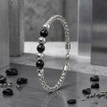 Siyah Beyaz Çelik Top Ayarlanabilir Çelik Zincir Erkek Bileklik