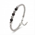 Siyah Beyaz Çelik Top Ayarlanabilir Çelik Zincir Erkek Bileklik
