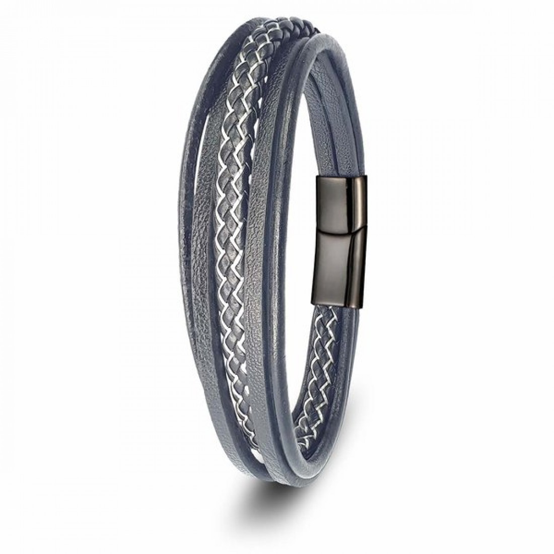 Siyah Beyaz Çoklu Deri Bileklik