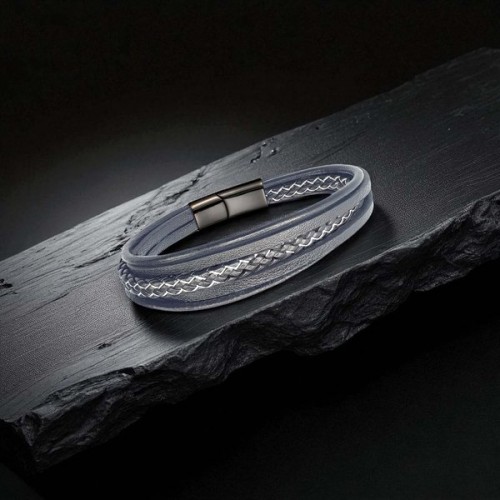 Siyah Beyaz Çoklu Deri Bileklik