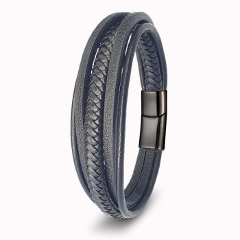 Siyah Çoklu Deri Bileklik