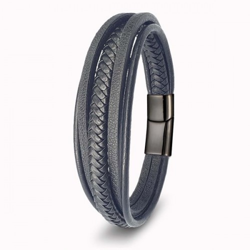 Siyah Çoklu Deri Bileklik