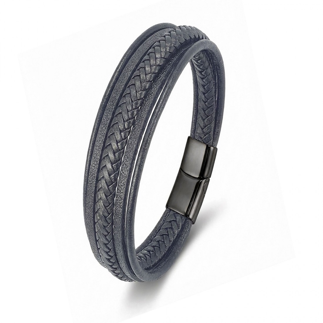 Siyah Çoklu Deri Bileklik