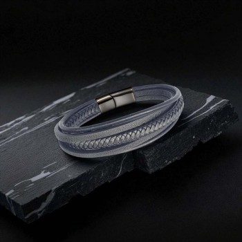 Siyah Çoklu Deri Bileklik