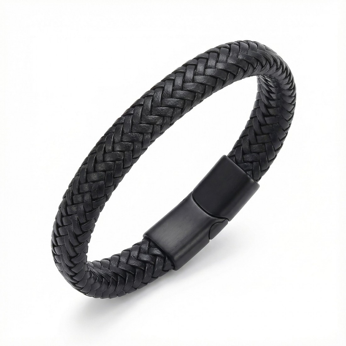 Siyah Deri Örgü Bileklik