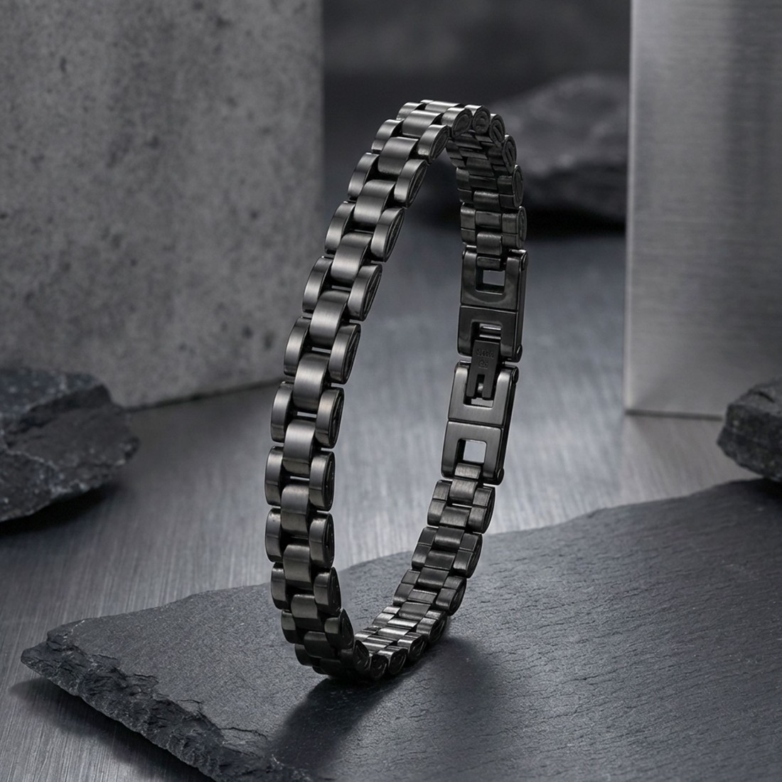 Siyah Ful Çelik Bileklik