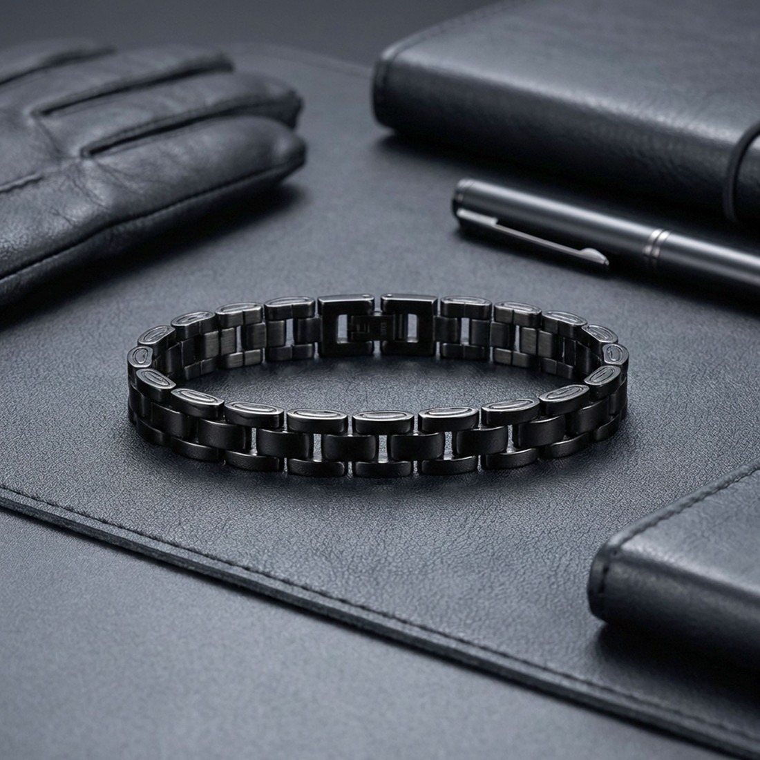 Siyah Ful Çelik Bileklik