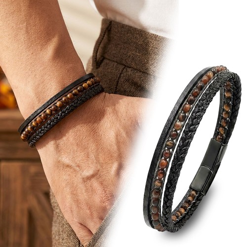 Akik Doğaltaş Ve Deri Bileklik