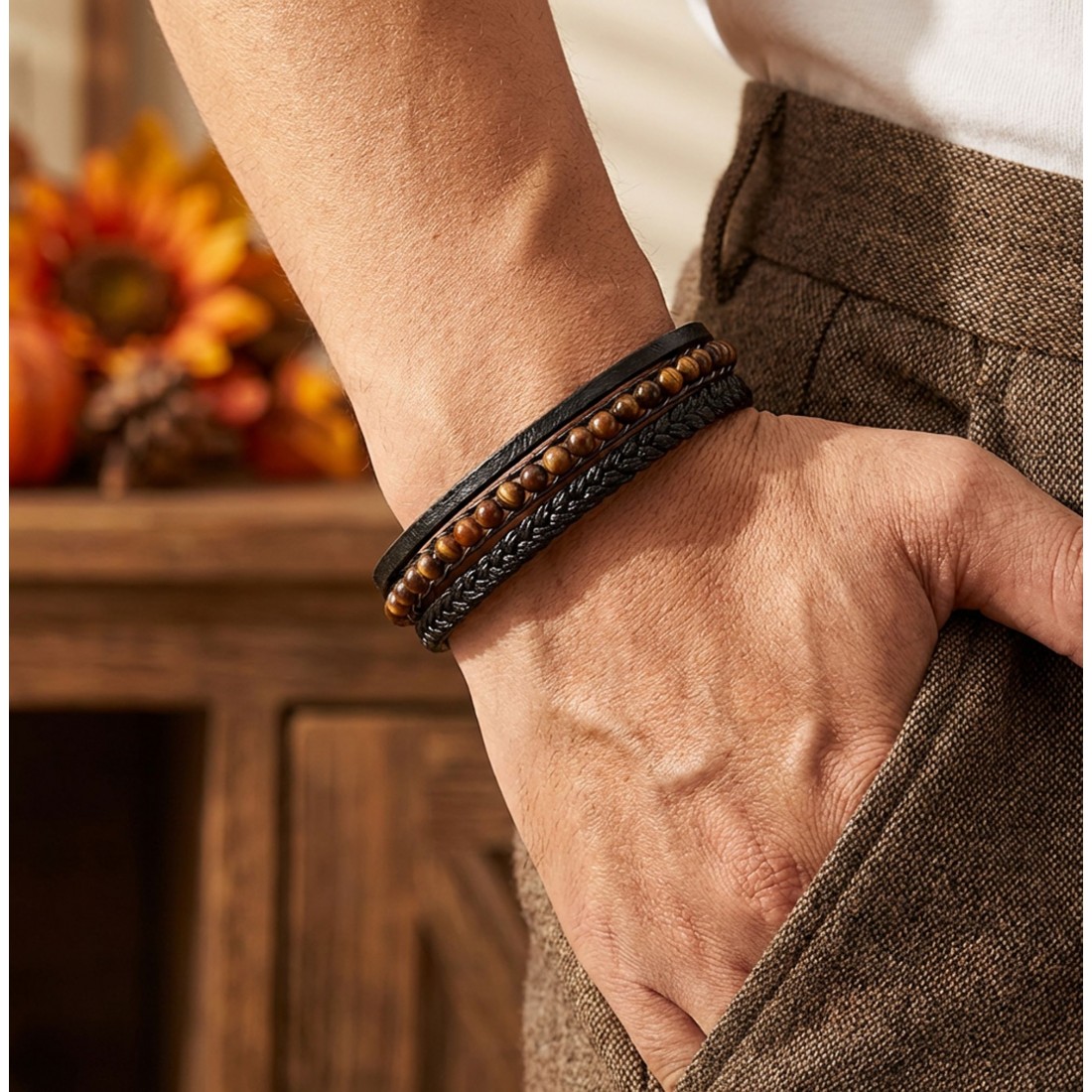 Akik Doğaltaş Ve Deri Bileklik