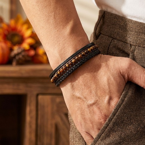 Akik Doğaltaş Ve Deri Bileklik