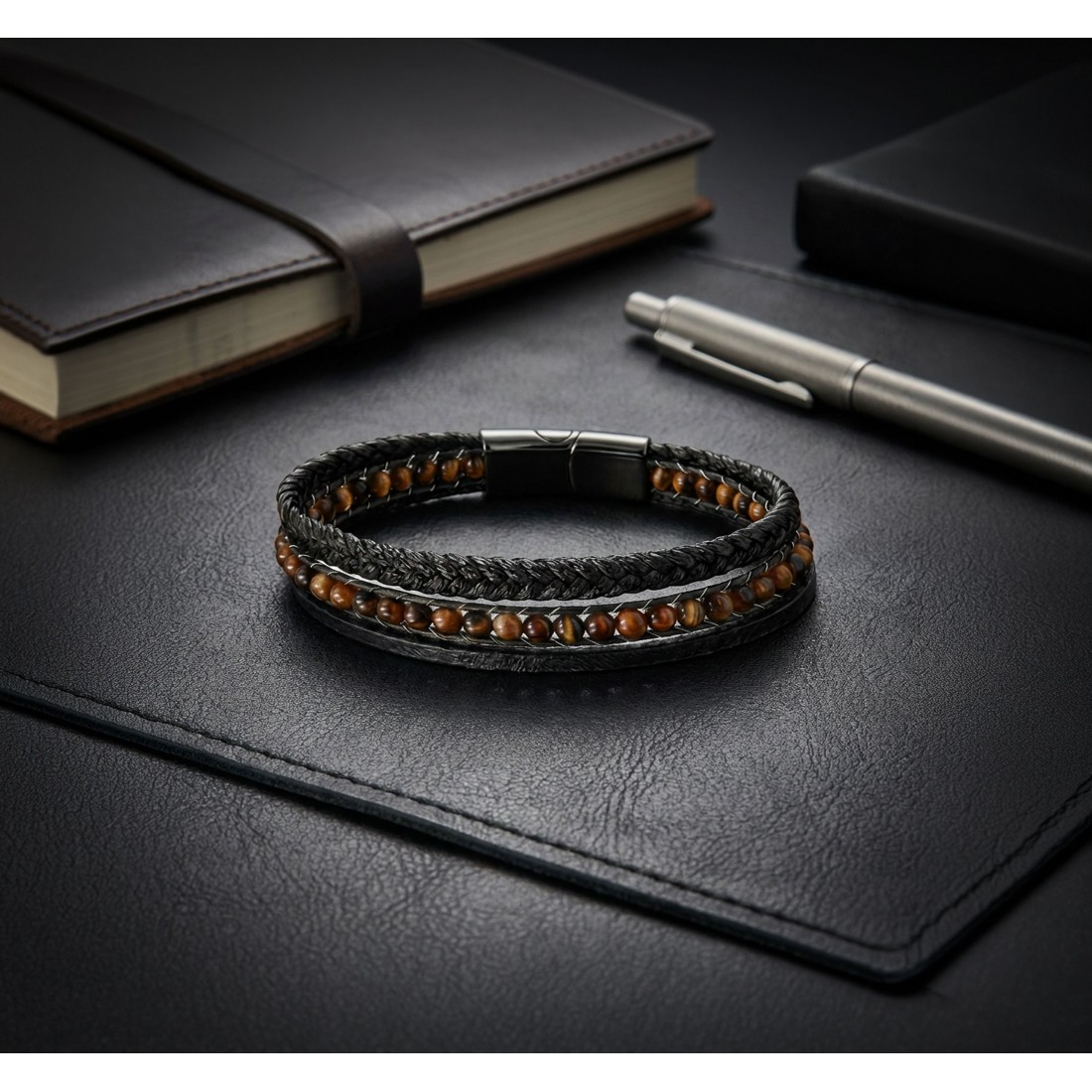 Akik Doğaltaş Ve Deri Bileklik