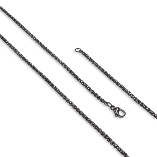 Siyah Renk Çelik Kolye 2.5mm