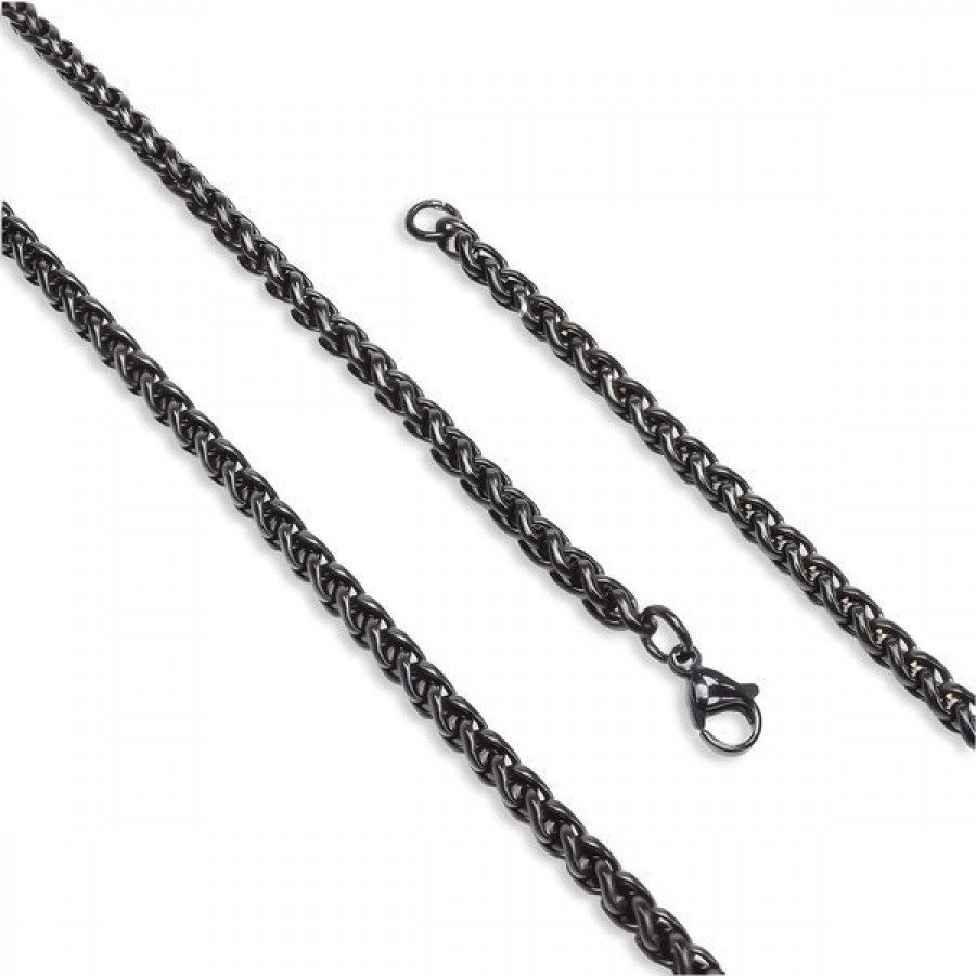 Siyah Renk Çelik Kolye 4Mm