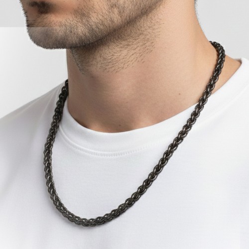 Siyah Renk Çelik Kolye 6mm