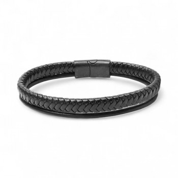 Siyah Renk Çoklu Deri Bileklik