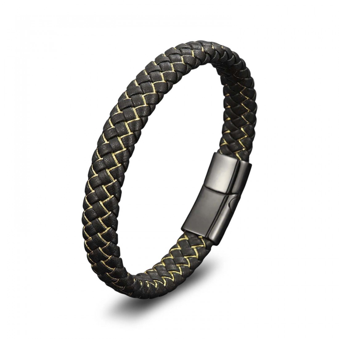 Siyah Ve Sarı Örgü Çelik Bileklik