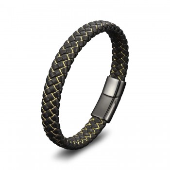 Siyah Ve Sarı Örgü Çelik Bileklik