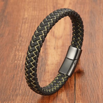 Siyah Ve Sarı Örgü Çelik Bileklik