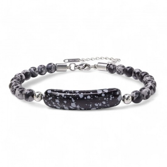 Snowy Obsidian Taşı Bileklik – Toptan Satış