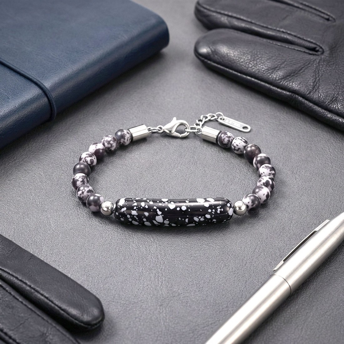 Snowy Obsidian Taşı Bileklik – Toptan Satış