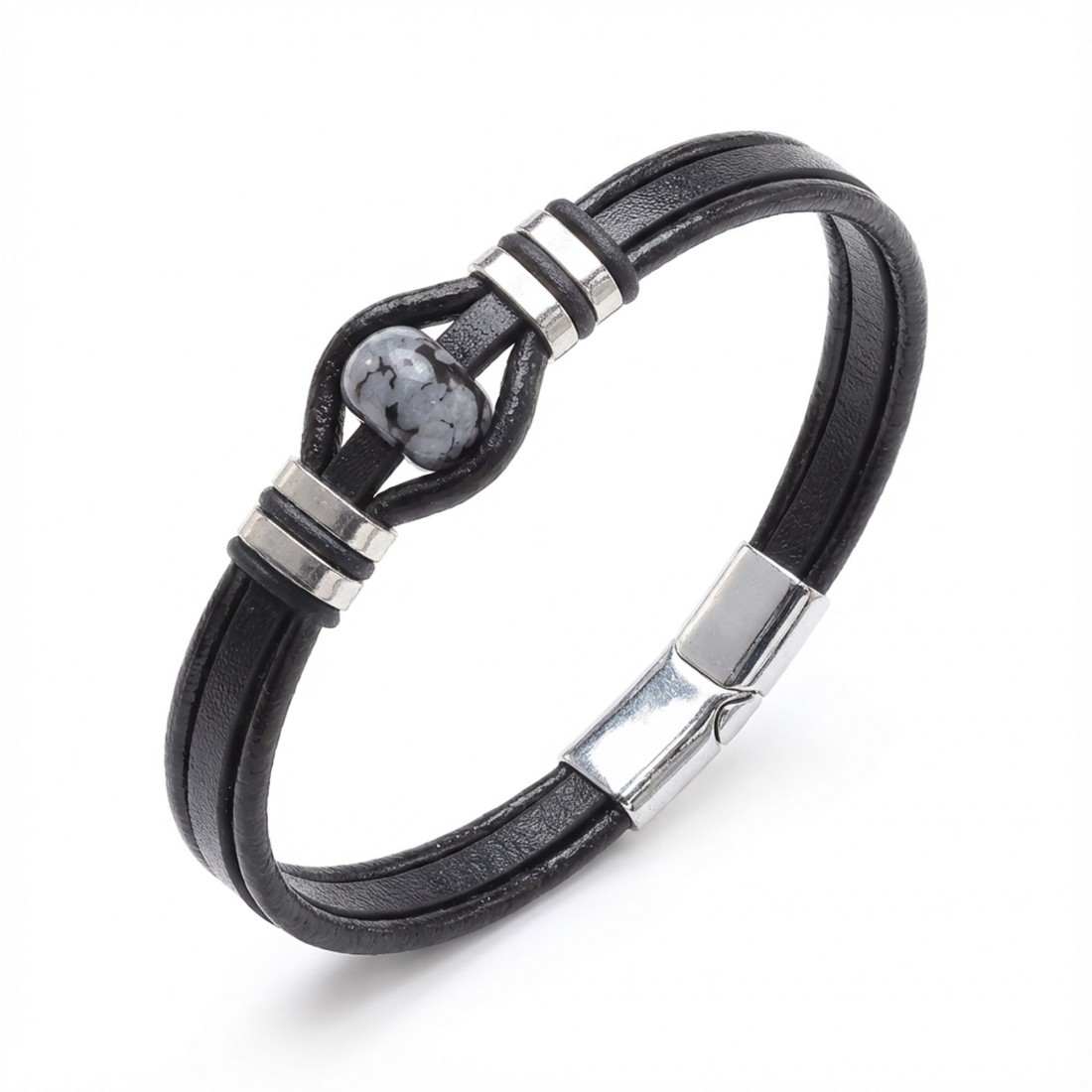 سوار رجالي من الفولاذ مصنوع من الحجر الطبيعي 14092