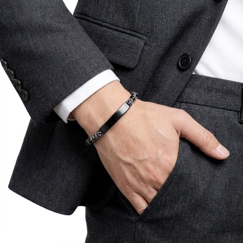 Men's Natural Stone Steel Bracelet 14199