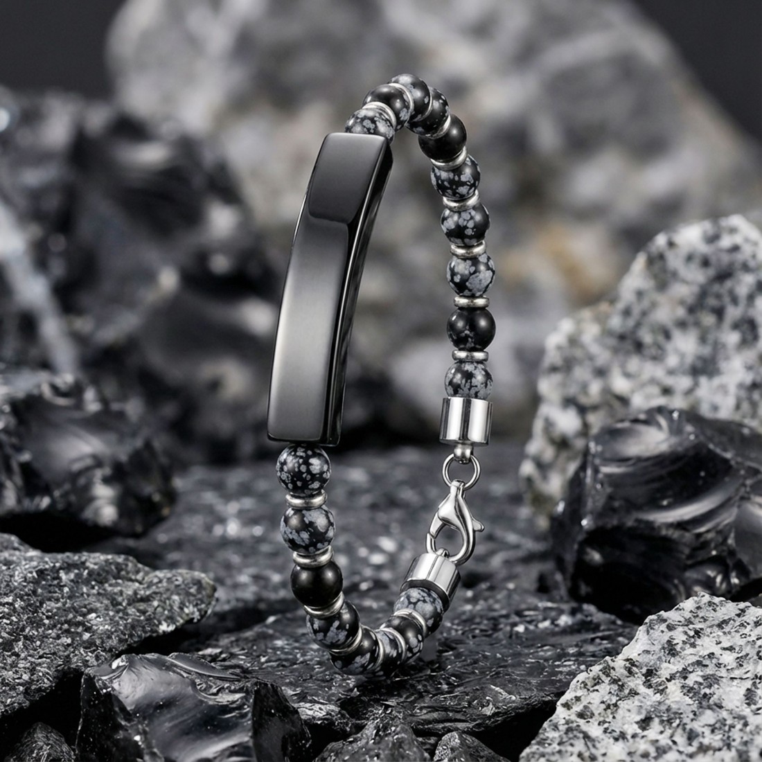 Men's Natural Stone Steel Bracelet 14199