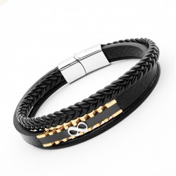 Sonsuzluk Çoklu Hakiki Deri Çelik Bileklik