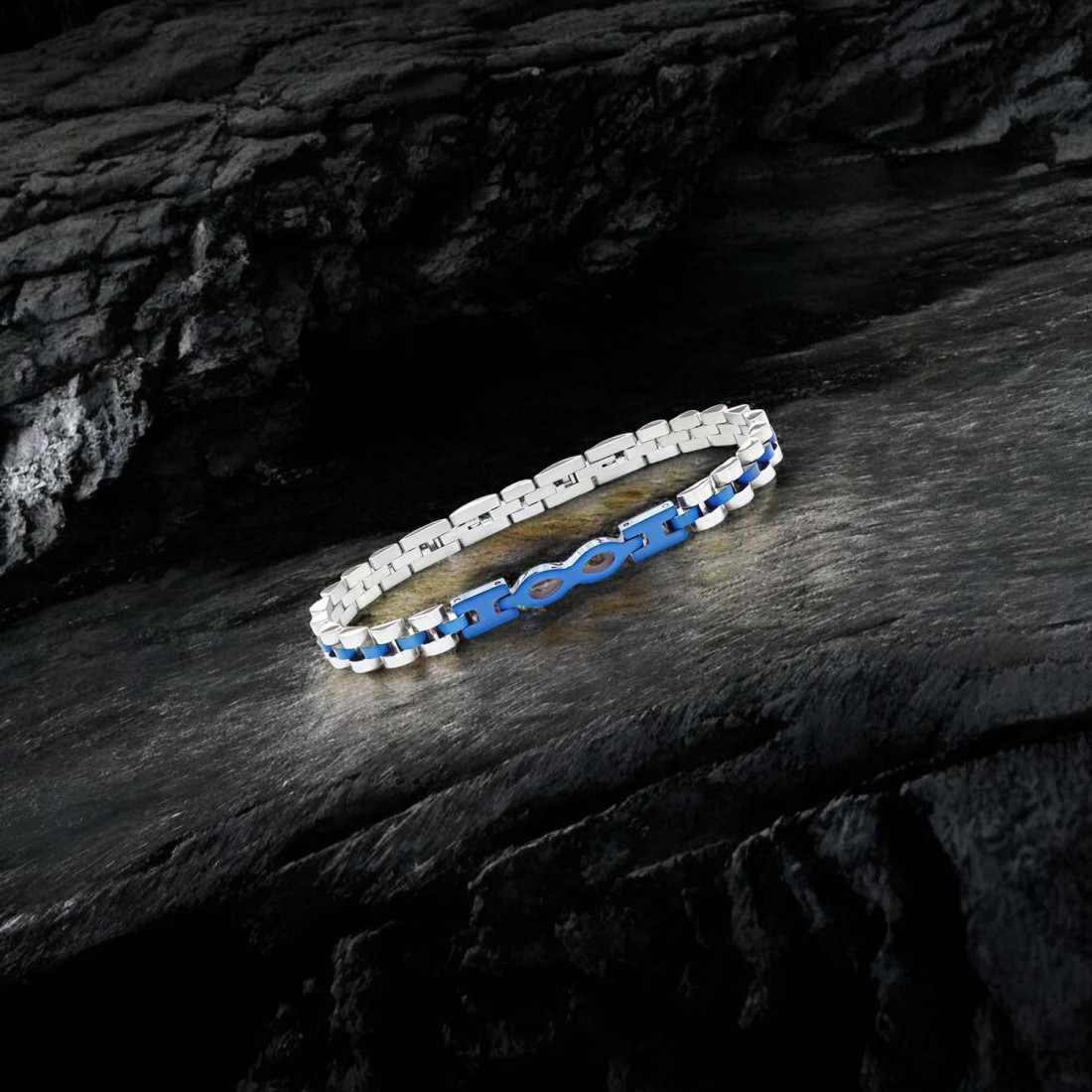 Sonsuzluk Lacivert Ful Çelik Bileklik