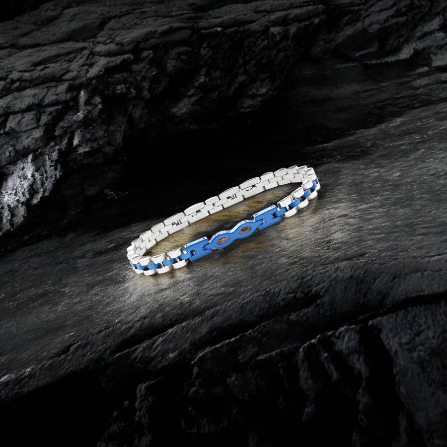 Sonsuzluk Lacivert Ful Çelik Bileklik