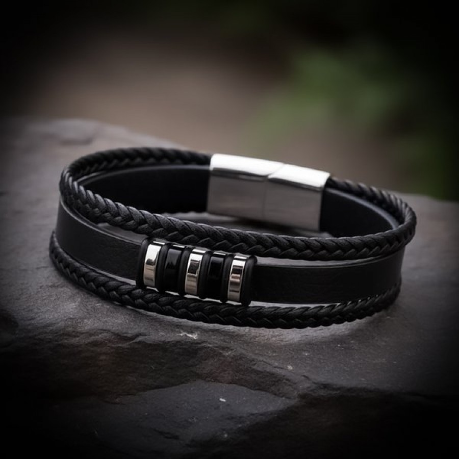 Taba Deri Çelik Halat İsim Yazılabilir Bileklik